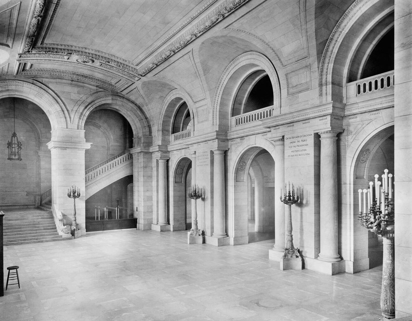 Main Entrance Hall, New York Public Library Main Branch, 1910S.