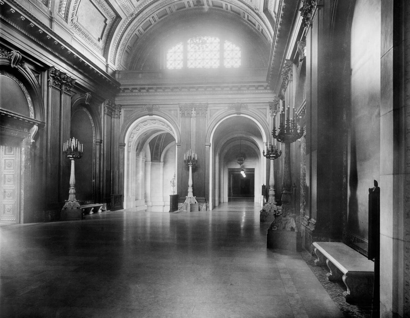Hall, Third Floor, New York Public Library Main Branch, 1910S.
