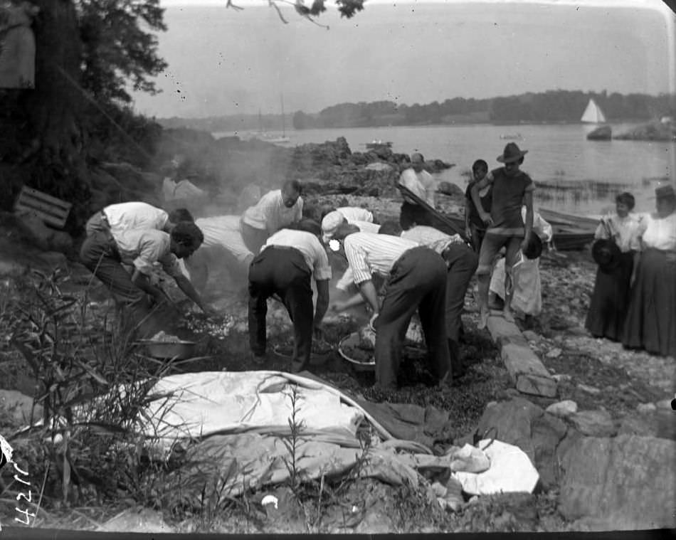 Cooking Clams On The Beach At Orchard Beach, Bronx, 1907.