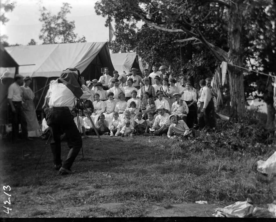 Campers Posing For A Group Photo At Orchard Beach, Bronx, 1907.