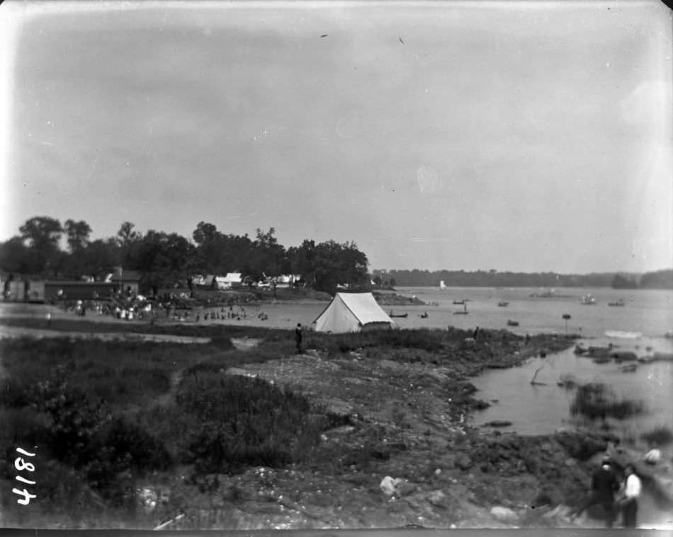 Rocky Beach And Campgrounds At Orchard Beach, Bronx, 1907.