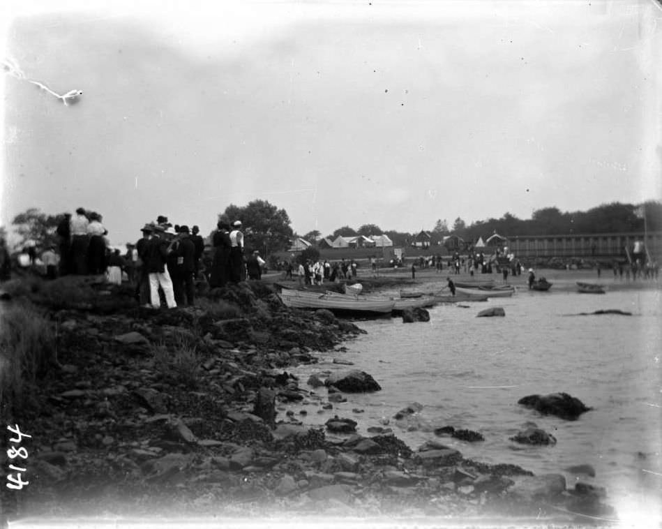 Rowboats On A Rocky Beach At Orchard Beach, Bronx, 1907.
