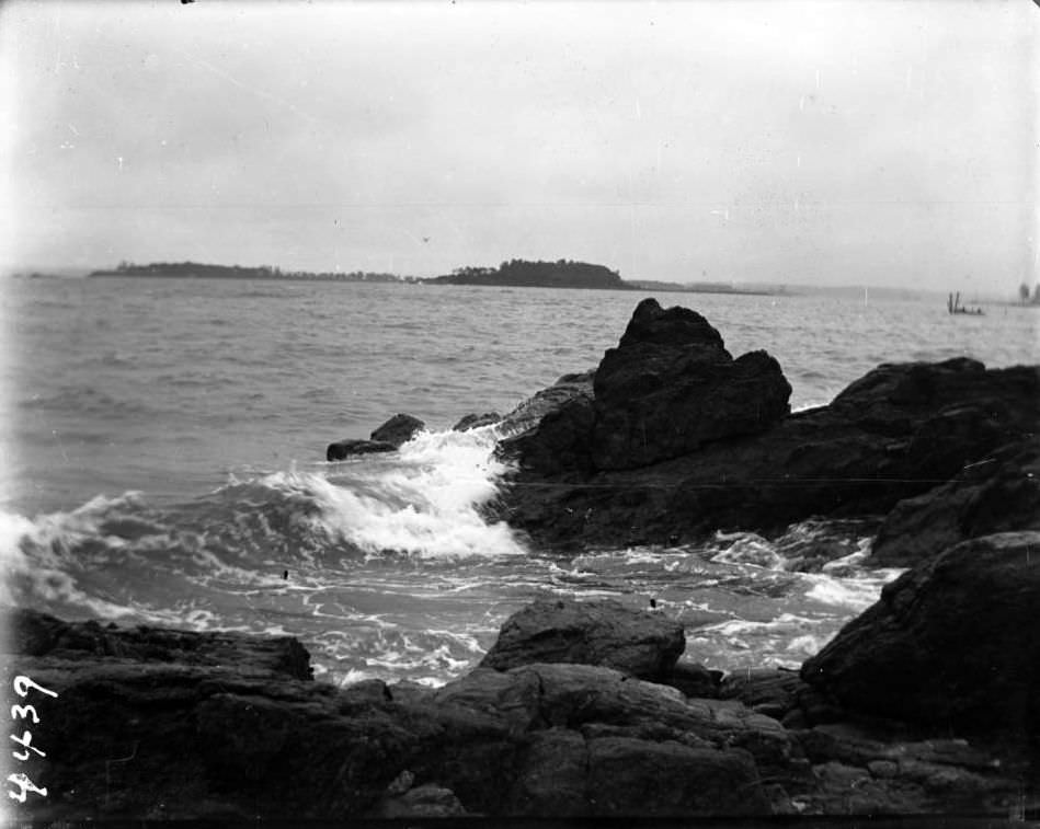 Rocky Shore At Orchard Beach, Bronx, 1912.