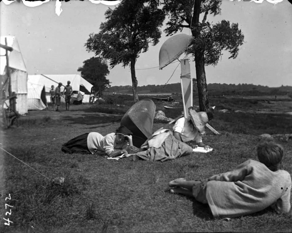 Campers Relaxing At Orchard Beach, Bronx, 1910.