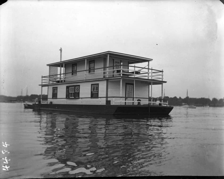 Houseboat Ruby K At Orchard Beach, Bronx, 1912.
