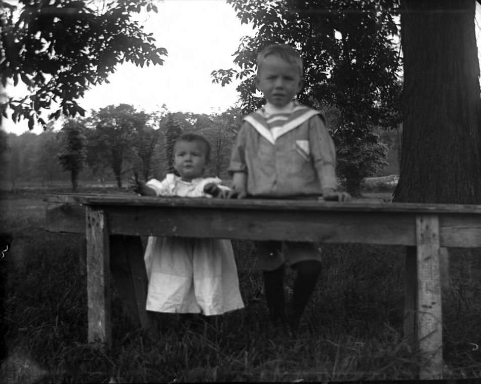 A Toddler And Little Boy, Lohbauer Park, Throggs Neck, Pelham Bay, Bronx, 1898.