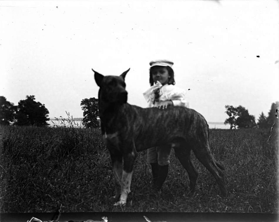 Willie Stonebridge With A Dog, Lohbauer Park, Throggs Neck, Pelham Bay, Bronx, 1898.