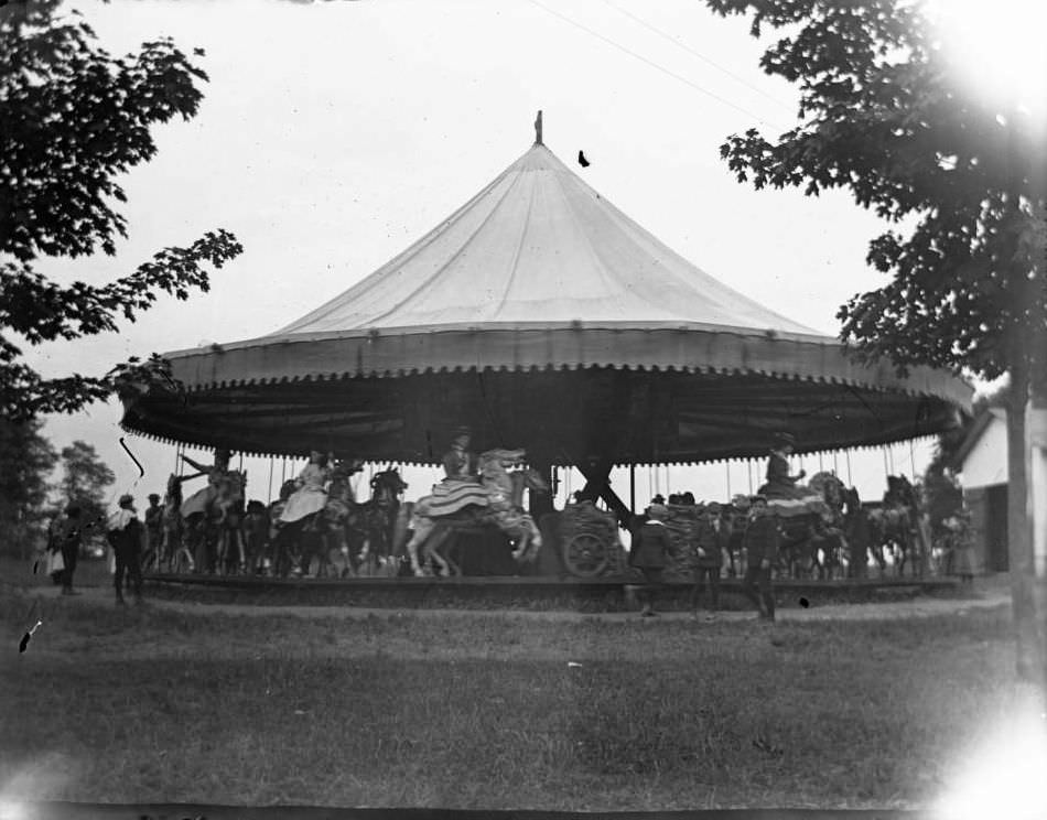 Carousel, Lohbauer Park, Throggs Neck, Pelham Bay, Bronx, 1898.