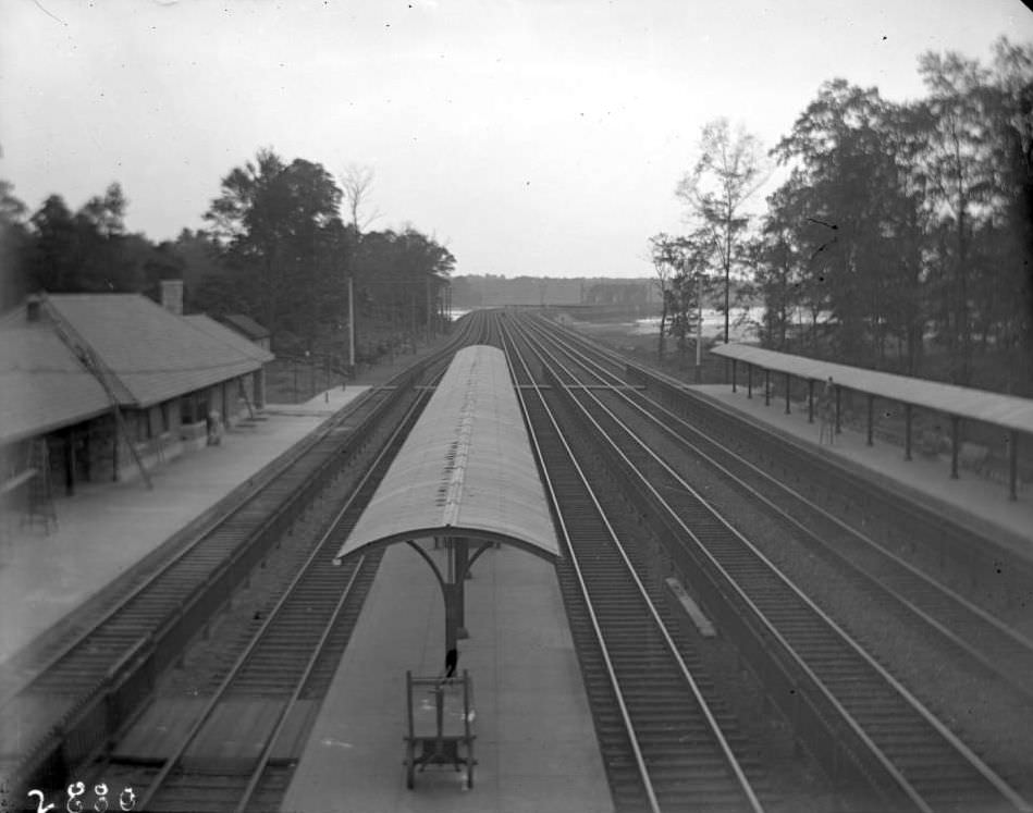 A Railroad Station, Possibly Pelham Bay Park, Bronx, 1900S.
