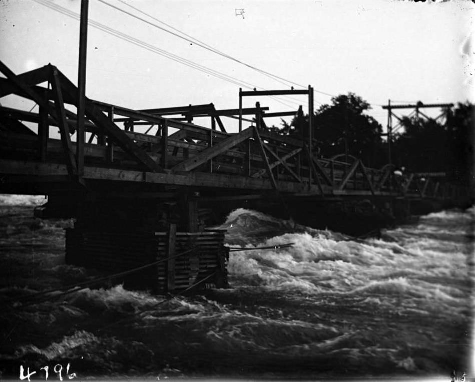 Temporary Pedestrian Foot Bridge Over The Hutchinson River To Pelham Bay Park, Bronx, 1903.