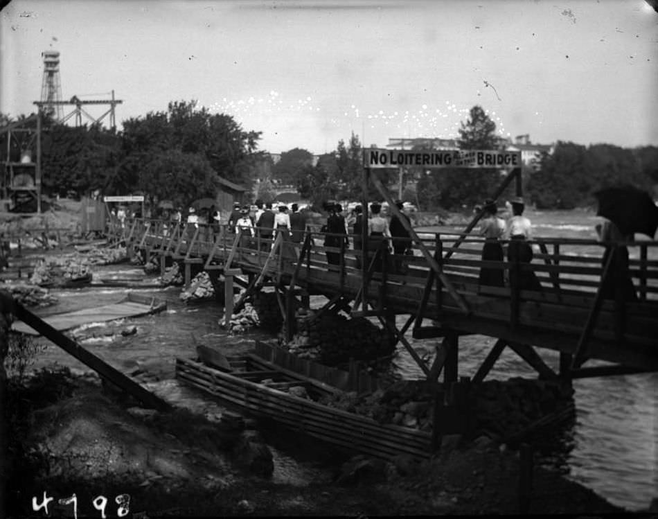 Temporary Pedestrian Foot Bridge Over The Hutchinson River To Pelham Bay Park, Bronx, 1903.