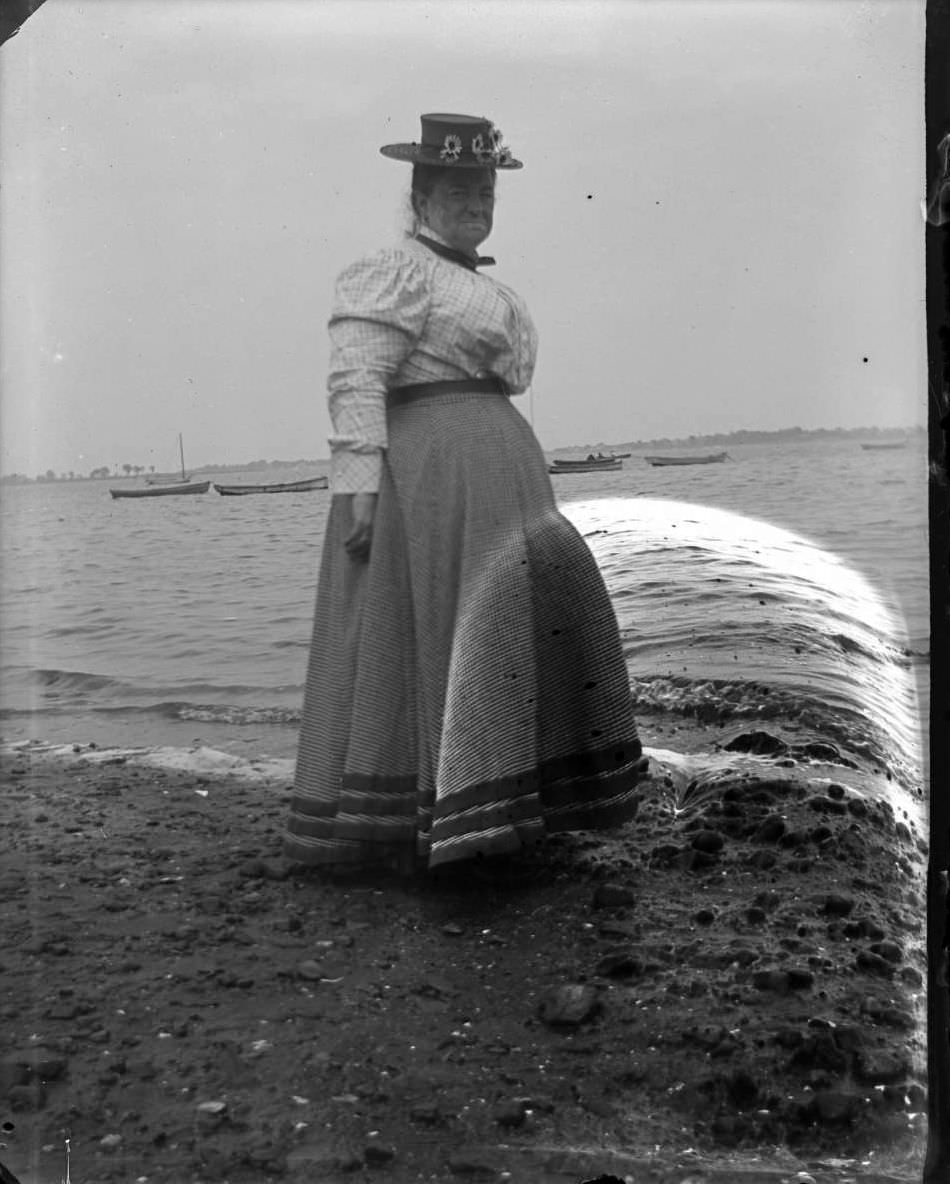An Older Woman On The Beach, Lohbauer Park, Throggs Neck, Pelham Bay, Bronx, 1898.