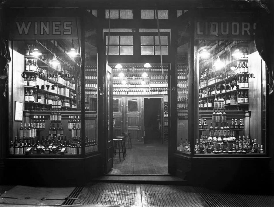 Storefront Of Charles Bishop'S Sons Liquor Store, 3872 Broadway, 1916.