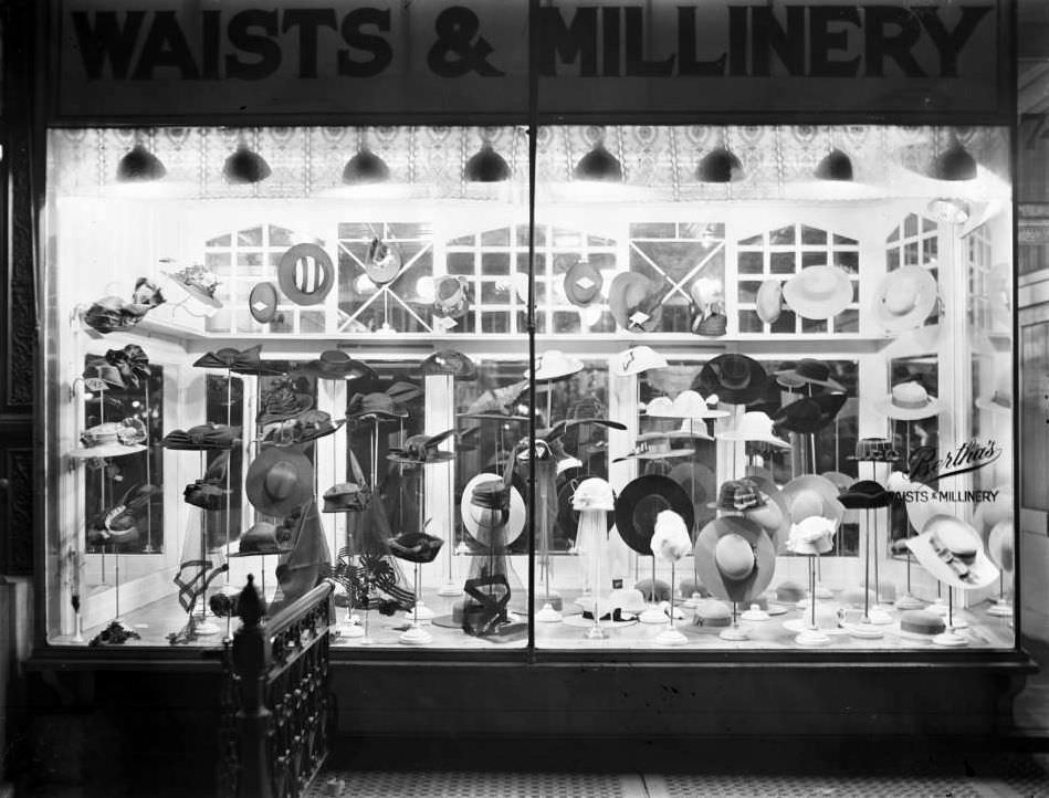 Shop Window Of Bertha Waists And Millinery, 1741 Amsterdam Avenue, Ca. 1916.