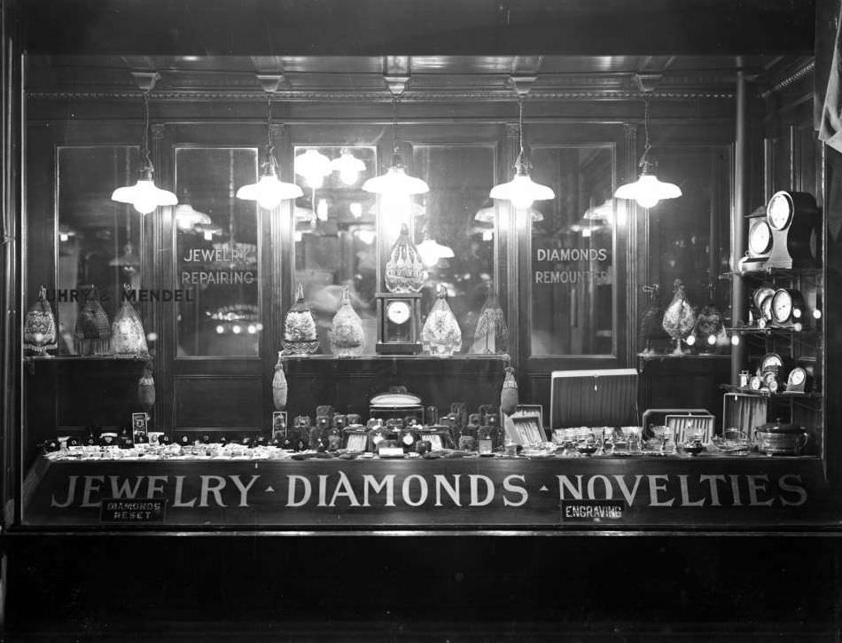 Display Windows Of Uhry &Amp;Amp; Mendel Jewelers, 3425 Broadway, Ca. 1916.