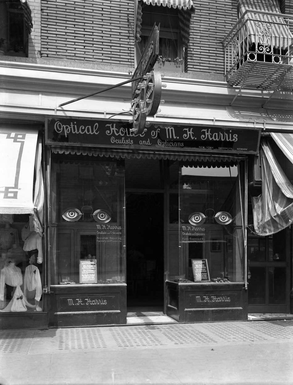 St. Nicholas Avenue Storefront For M.h. Harris, Oculists And Opticians, Ca. 1918.