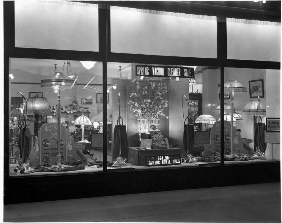Vacuum Cleaner Window Display At Unidentified United Electric Light &Amp;Amp; Power Company Shop, Ca. 1916.