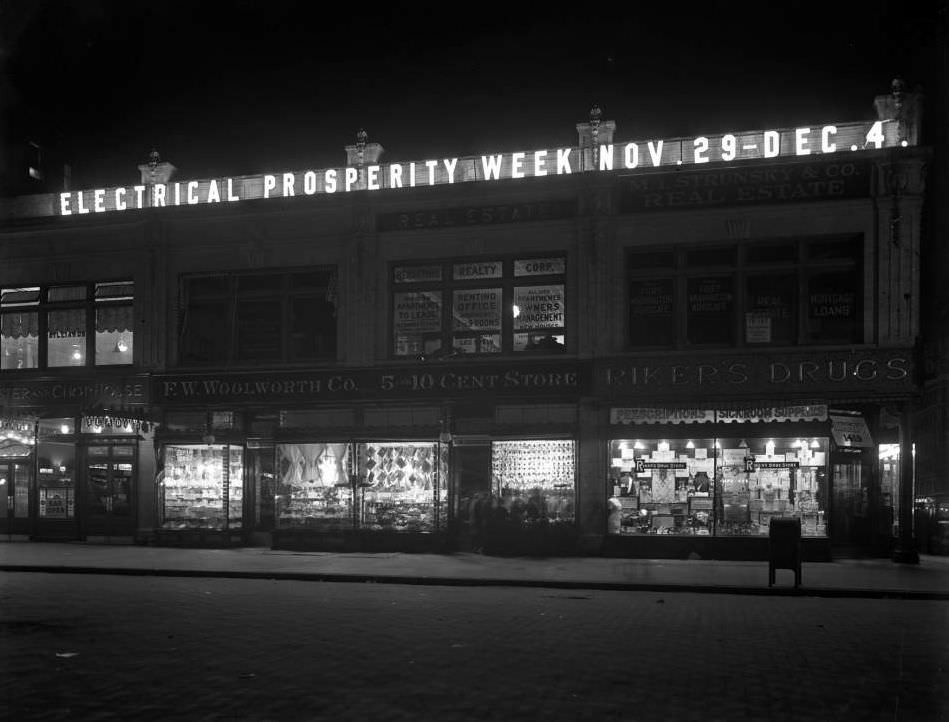 Illuminated Sign At 181St Street And St. Nicholas Avenue, Above Woolworth'S And Riker'S Drugstore, 1915.