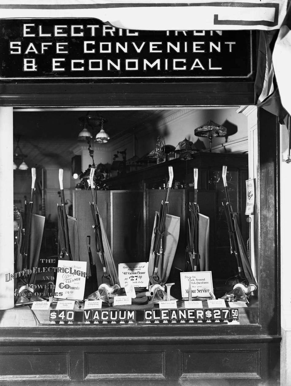 United Electric Light &Amp;Amp; Power Company Shop Window Vacuum Cleaner Display, 1914.