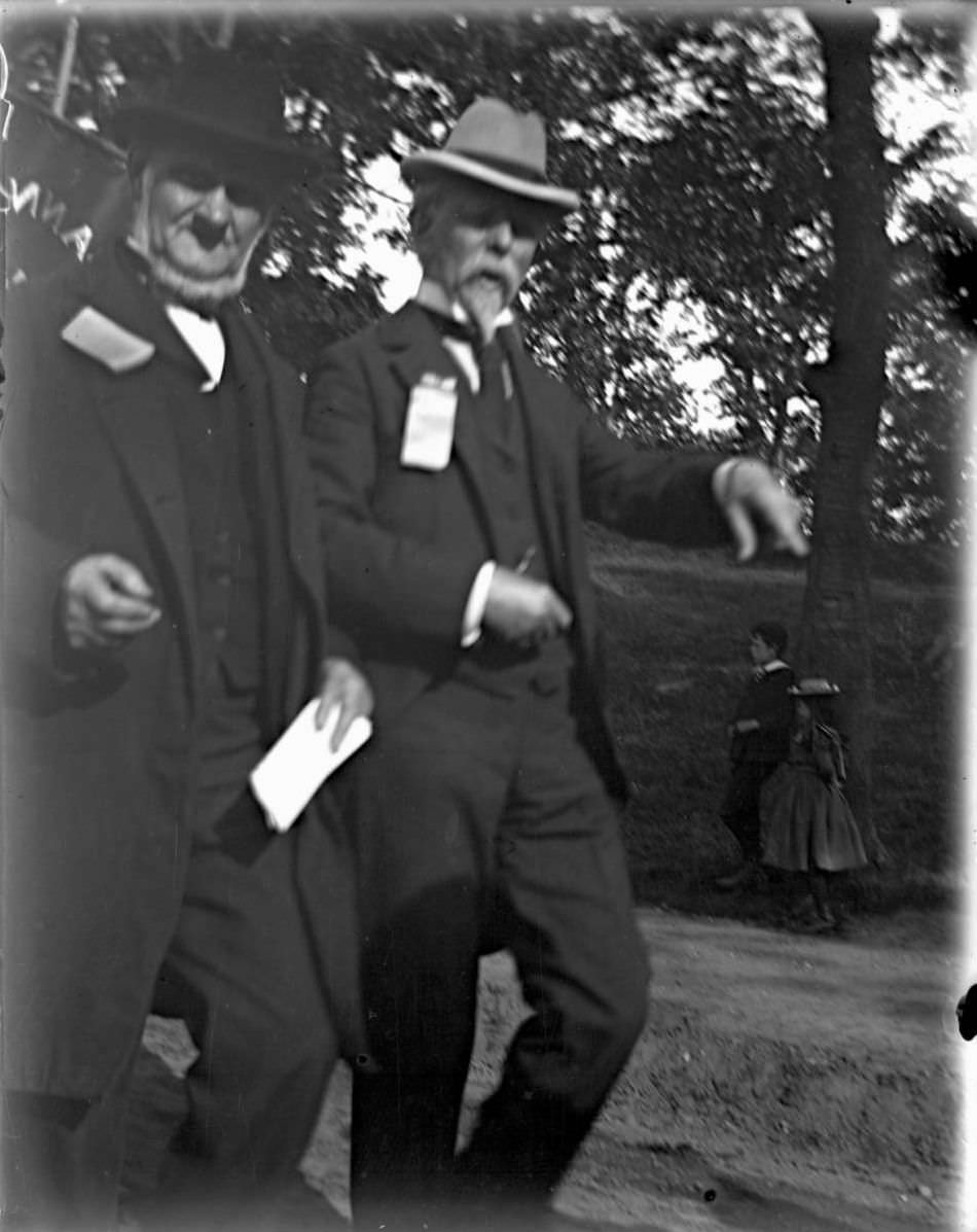 Two Older Men And Two Children At The Sunday School May Walk Parade, Bronx.