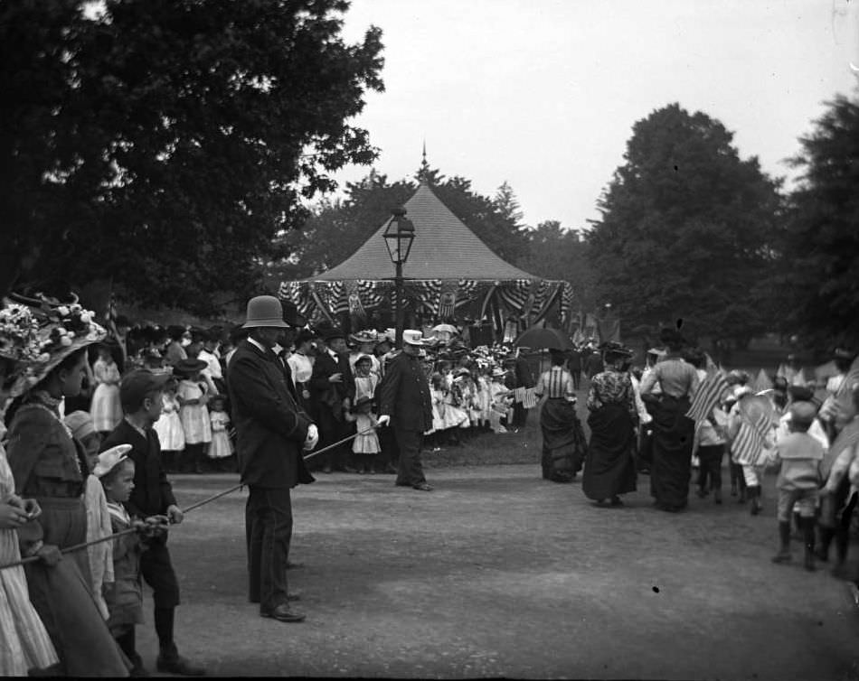 Pavilion Draped In Bunting For The Sunday Schools Parade In Claremont Park, Bronx, 1903.