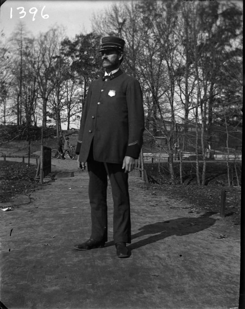 Keeper In Uniform At The New York Zoological Gardens, Bronx, 1890S.
