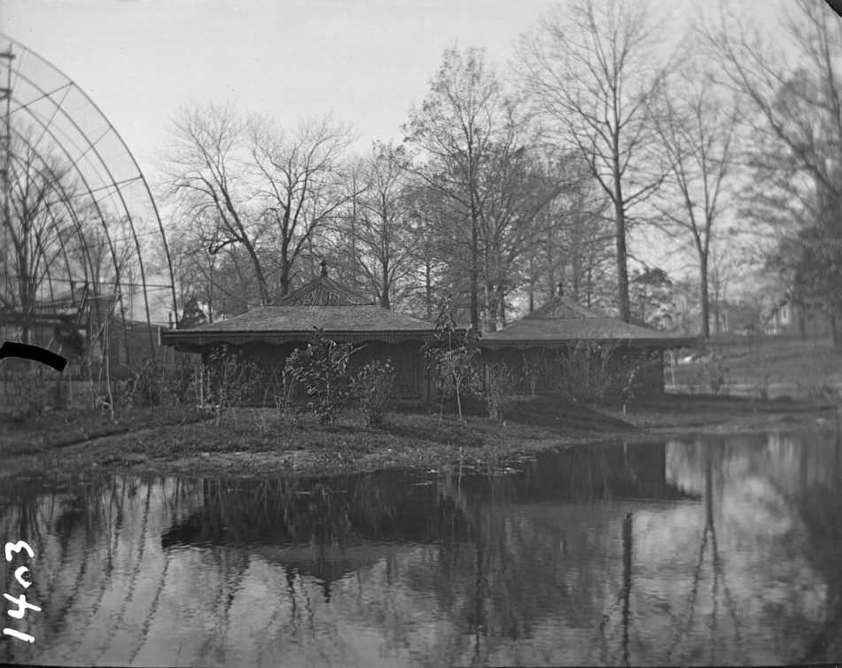 Waterfowl Enclosure And Houses At The New York Zoological Gardens, Bronx, 1890S.