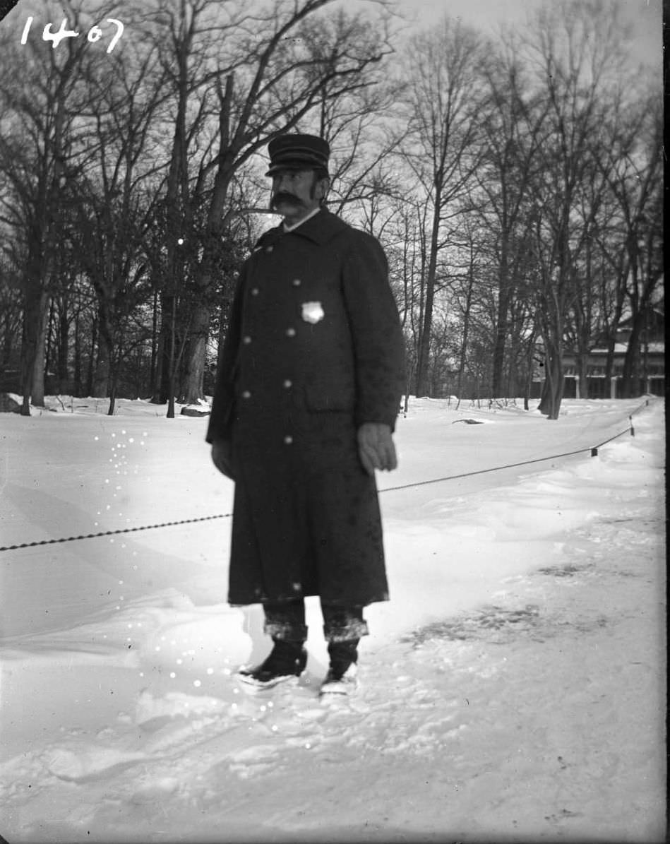 Keeper In His Winter Uniform At The New York Zoological Gardens, Bronx, 1890S.