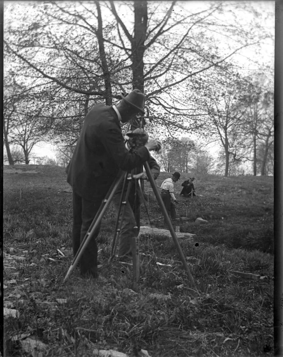 Surveyors At Work At The New York Zoological Gardens, Bronx, 1890S.