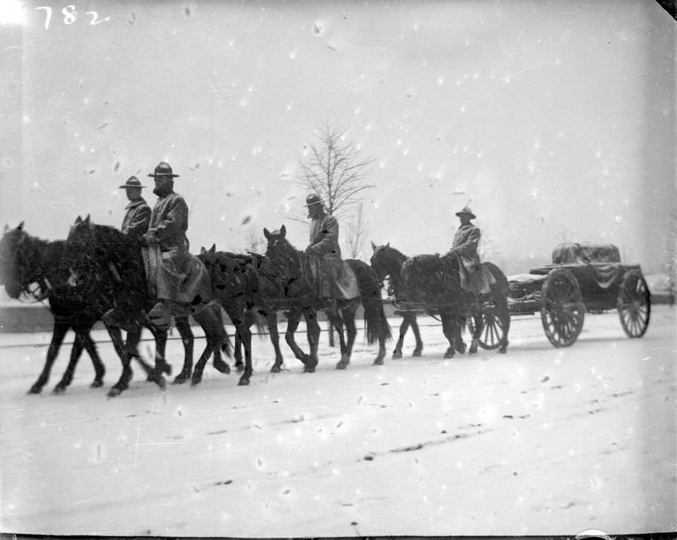 A Military Funeral In The Snow, Tremont, Bronx, 1902.