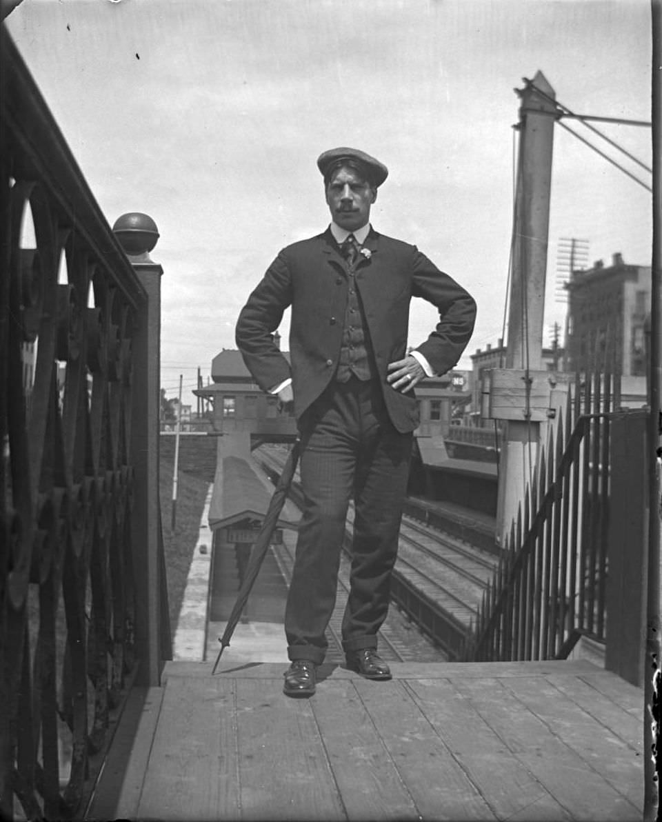 A Man At The Tremont Train Station, Bronx, 1910.