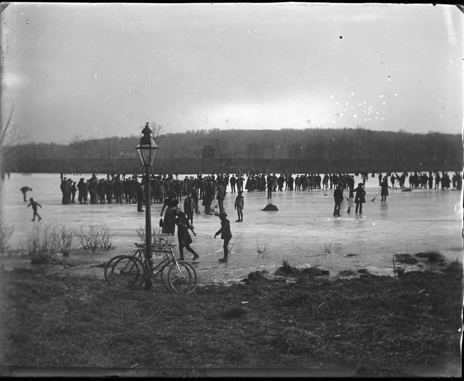 Ice Skating And Curling On Van Cortlandt Lake, Van Cortlandt Park, 1902.