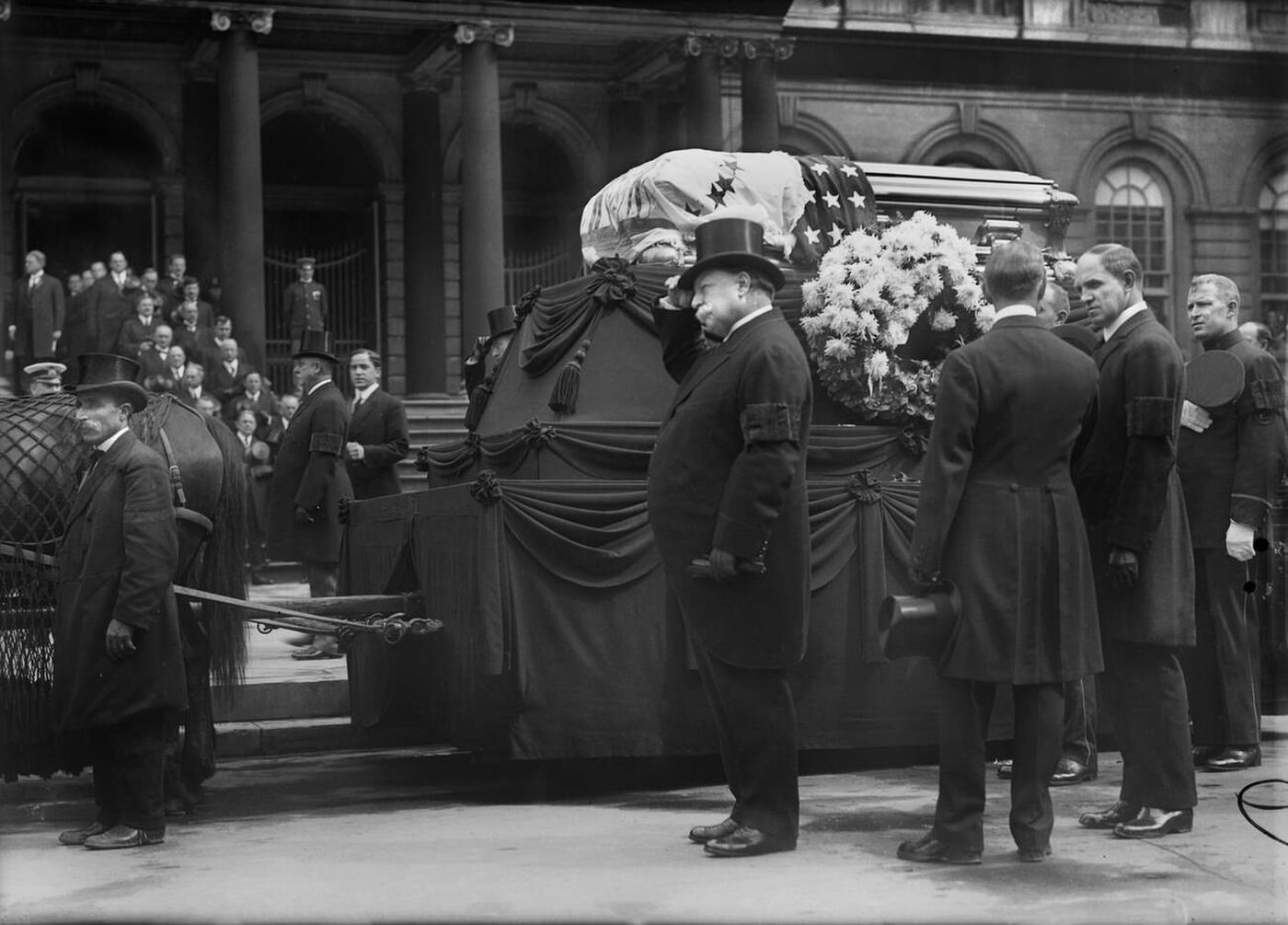 Former U.s. President William Howard Taft Attending The Funeral Of New York City Mayor William Jay Gaynor, New York City, 1913.
