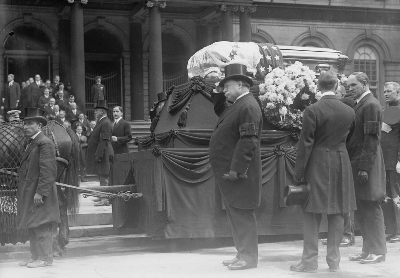 President William Howard Taft At The Funeral Of William Jay Gaynor, Mayor Of New York City, 1910.