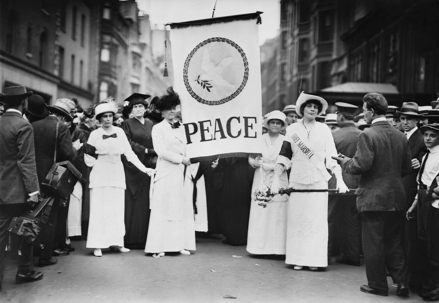 Chief Marshall Portia Willis And Other Participants Of The Women'S Peace Parade Shortly After The Start Of World War I, Fifth Avenue, New York City, August 29, 1914.