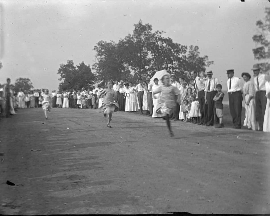 Girls' Race At Orchard Beach, Bronx, 1909.