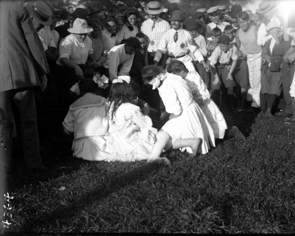Young Girls' Shoe Race At Orchard Beach, Bronx, 1907.