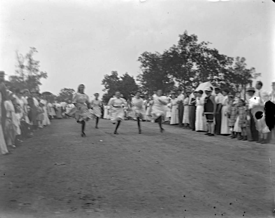 Girls' Race At Orchard Beach, Bronx, 1909.