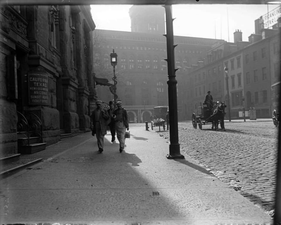 Steamship Row And The Produce Exchange, Battery Place, New York City, 1893.