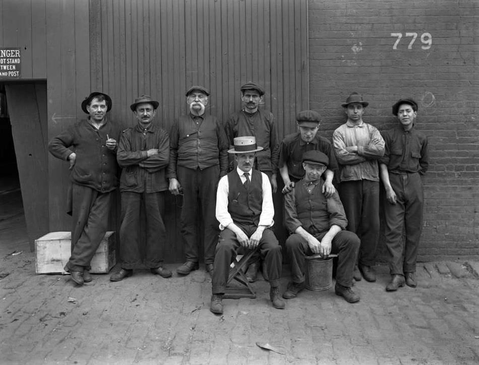 Group Portrait Of Workers At Streetcar Barn, W. 50Th Street And Seventh Avenue.