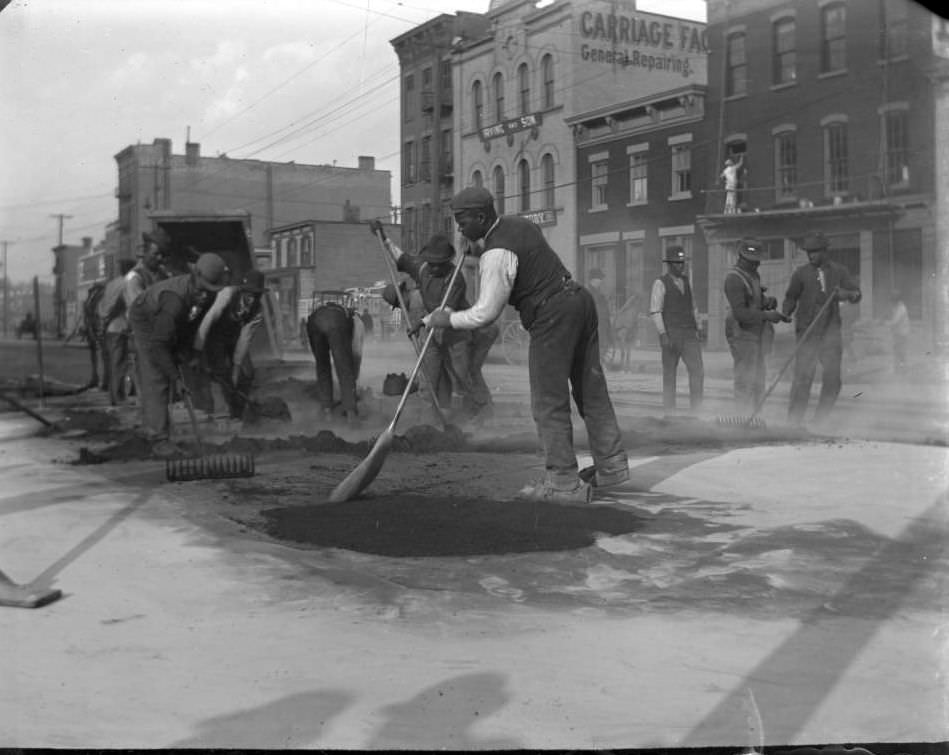Road Crew Filling Potholes, Tremont, Bronx, 1900S.