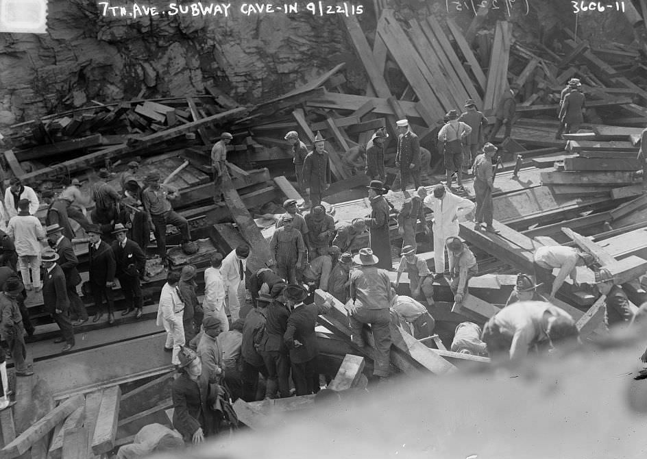 Seventh Avenue Subway Collapse With Car Fallen In Tunnel