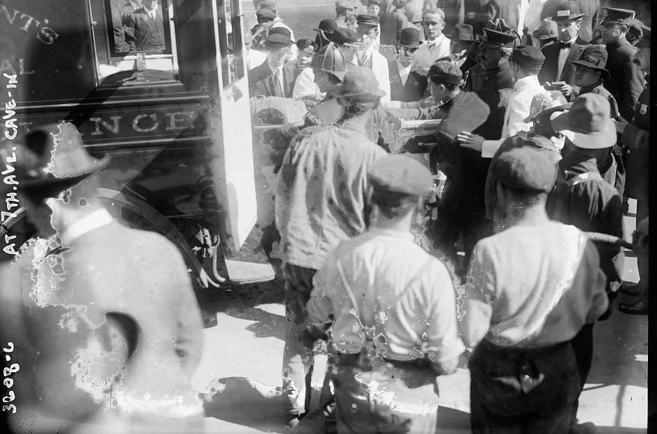 Seventh Avenue Subway Collapse, Loading Injured Into Ambulance