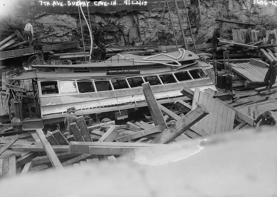 Seventh Avenue Subway Collapse Looking From Above.