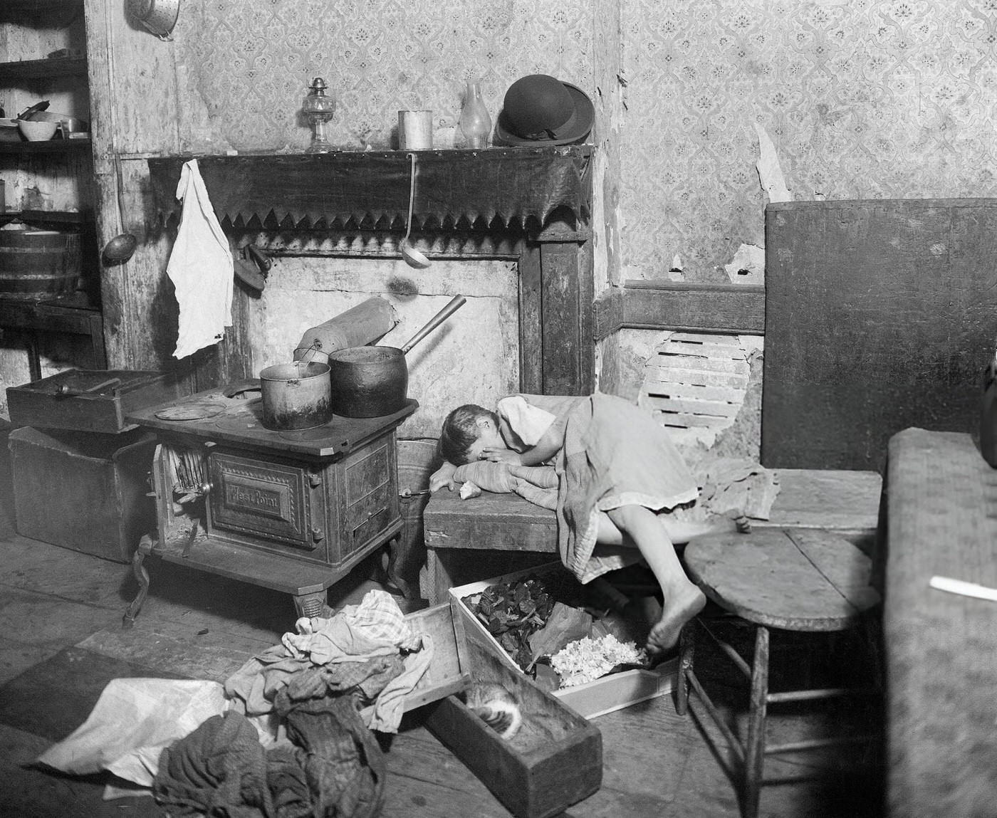 Girl Sleeping In A Tenement In The Lower East Side.