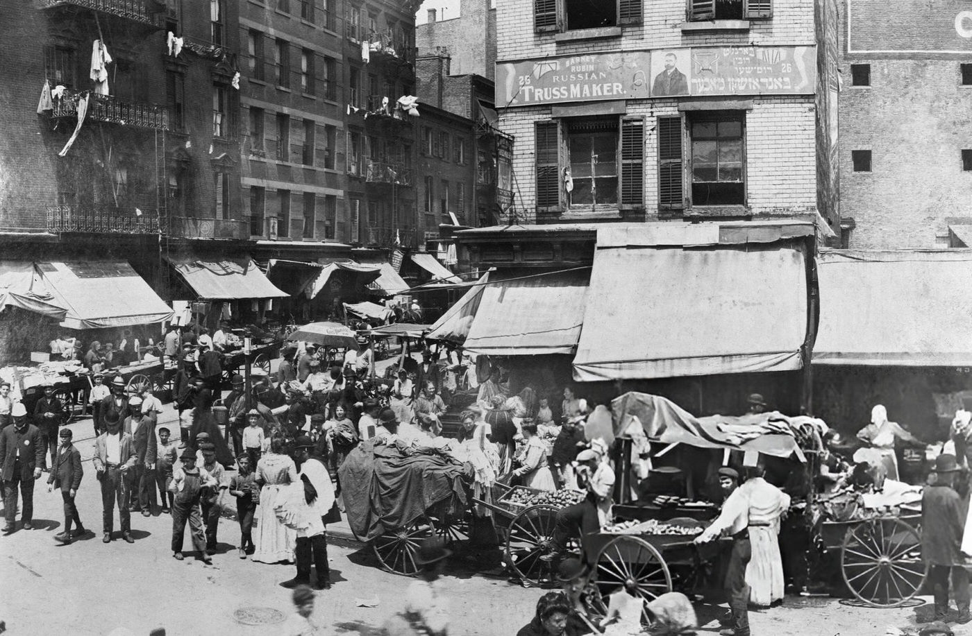 Pushcart Scene On The Lower East Side, 1902.