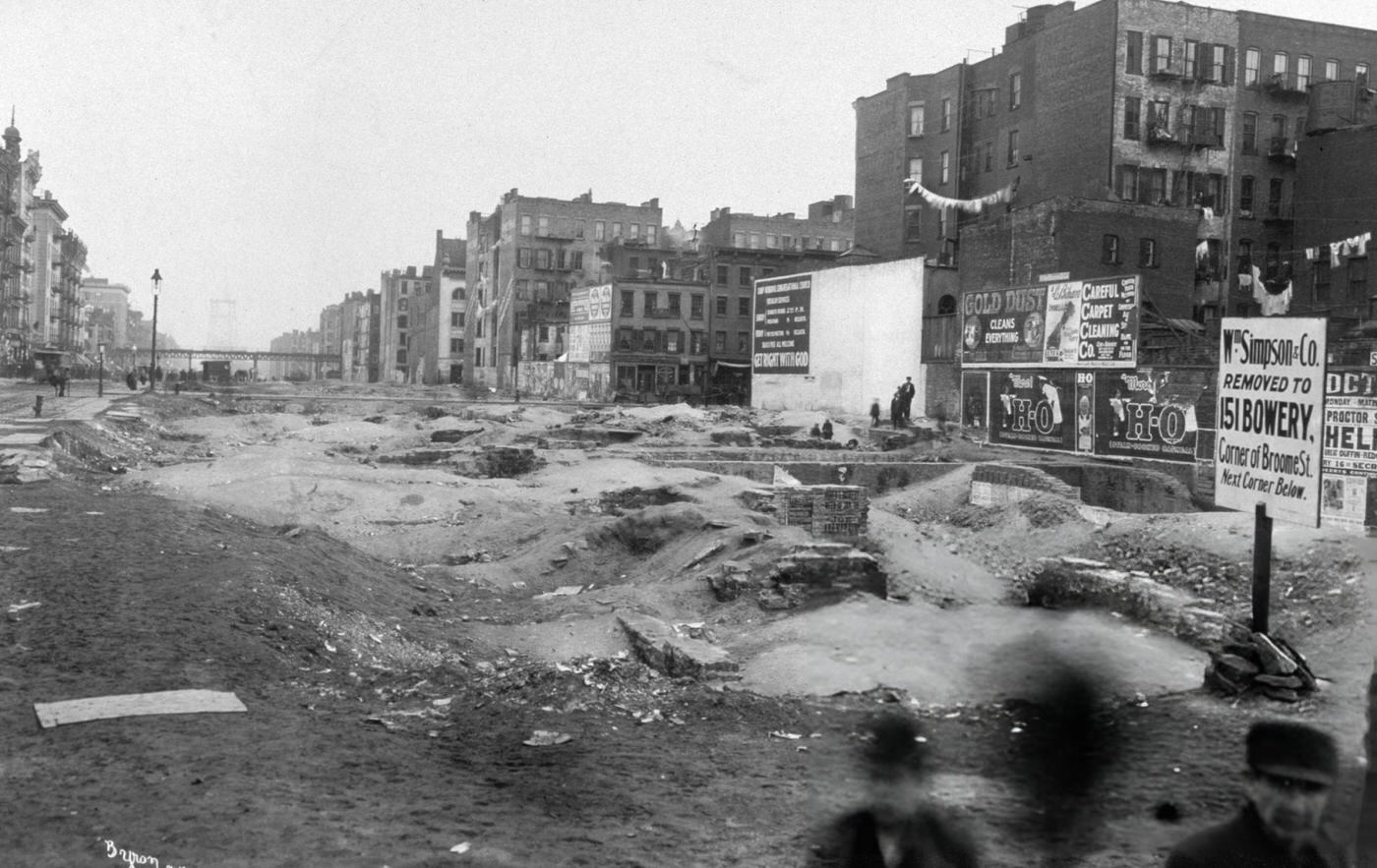 View Of Empty Lots On Delancey Street, Looking East Between Bowery And Chrystie Streets, Lower East Side.