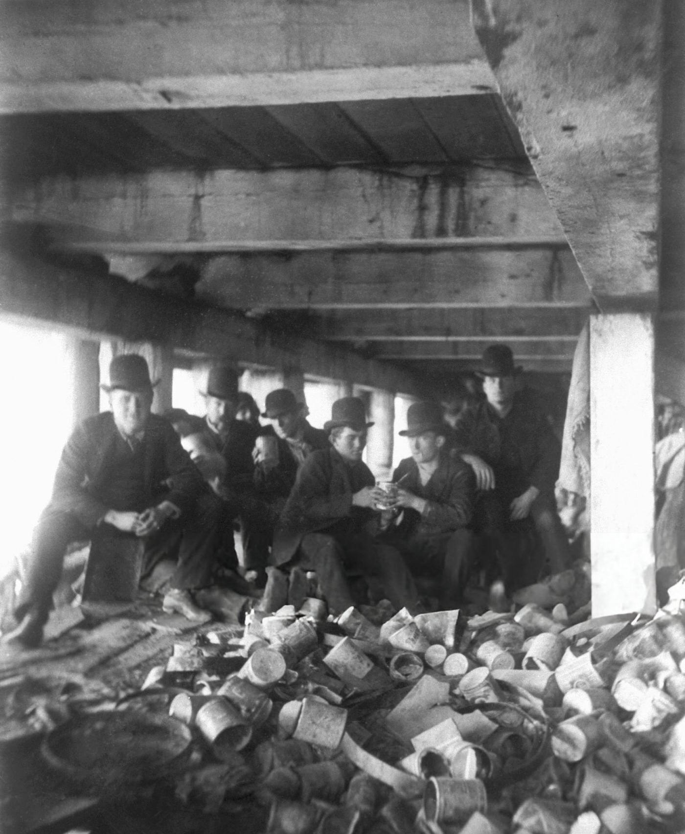 Members Of The Short Tail Gang Sit Underneath A Pier In The Corlears Hook Area Of The Lower East Side, 1890S.