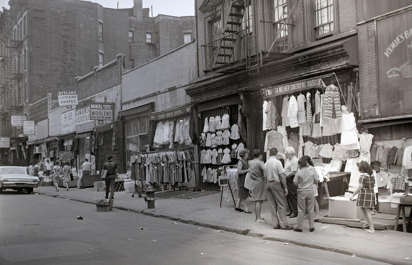Outdoor Clothing Market On Orchard Street In Old Tenement District On Lower East Side.