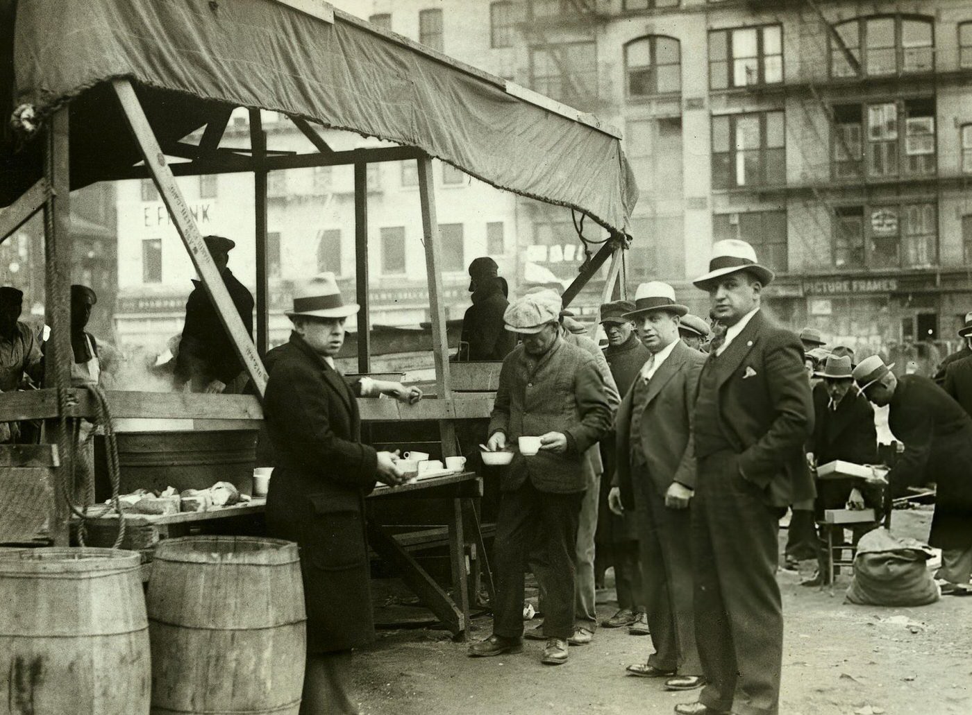 Stew Being Served To The Unemployed Near Delancey Street On The Lower East Side.